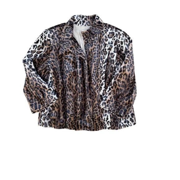 Chico’s Size 2 Leopard Print Faux Fur Coat Animal Print Jacket - Picture 1 of 5